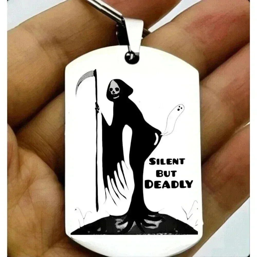 Reaper Ghost Silent But Deadly Hot Horror Art Keychain